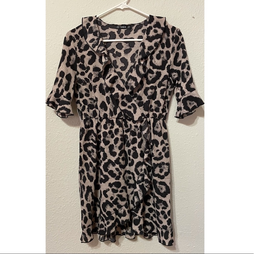 Leopard print Shein dress with ruffles